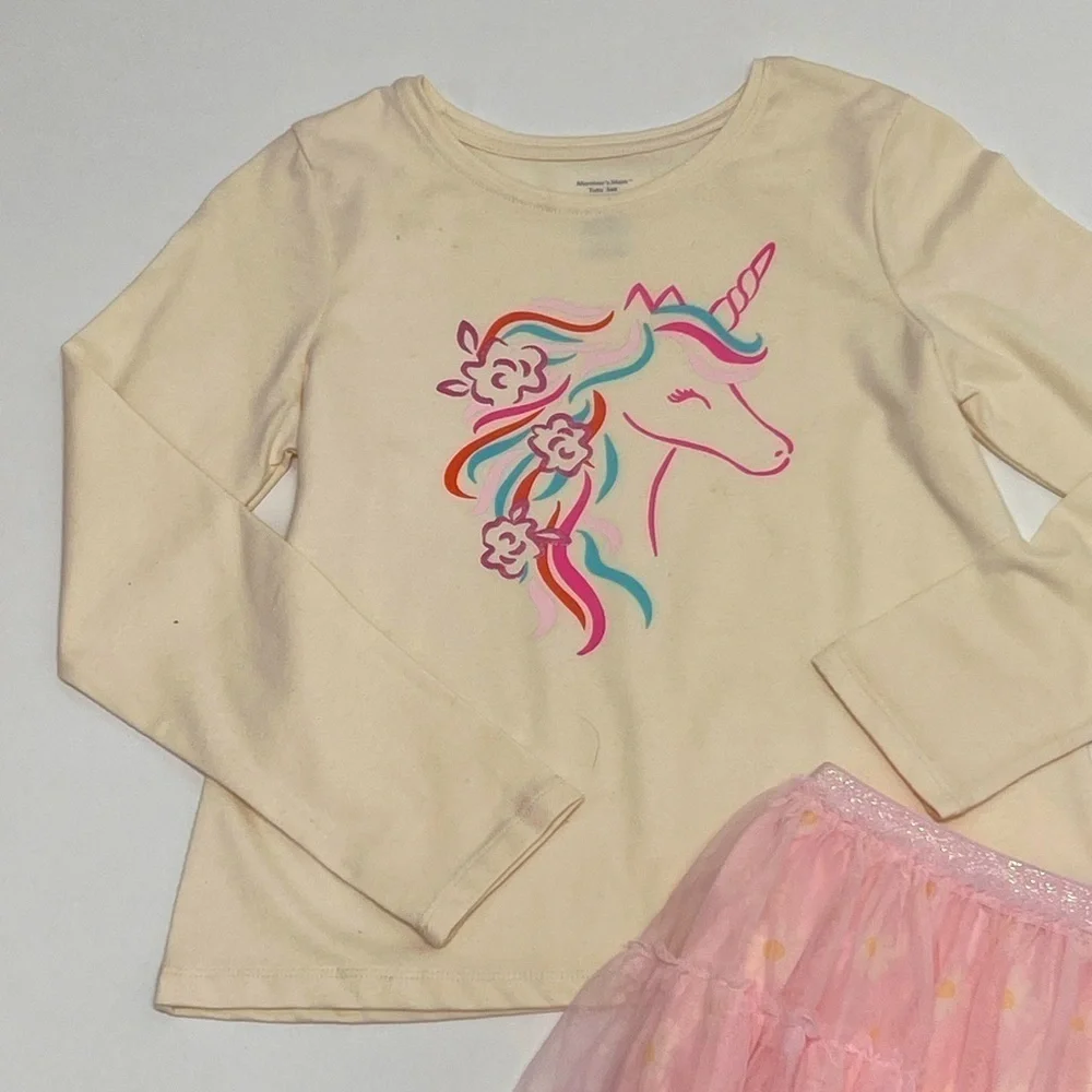 MEMBERS Mark Girls 2-piece Long Sleeve Graphic Unicorn Shirt & Tutu - 12